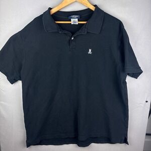 Psycho Bunny Polo Shirt Pima Cotton Men's XL UK Size 3 Black